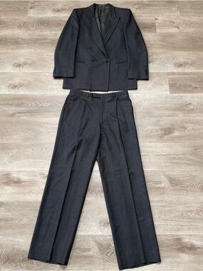VTG 1980s Giorgio Armani Italy Wool Double Breast Suit Jacket 40R US 32x31 Pants